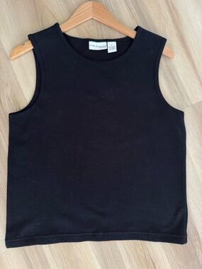 Woman’s Minimal Black Cotton Textured Tank | 100% Cotton | Boxy Cropped Fit |